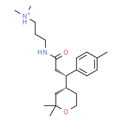ChemSpider 2D Image | 3-{[(3S)-3-[(4R)-2,2-Dimethyltetrahydro-2H-pyran-4-yl]-3-(4-methylphenyl)propanoyl]amino}-N,N-dimethyl-1-propanaminium | C22H37N2O2