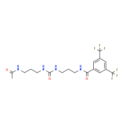 ChemSpider 2D Image | N-(3-{[(3-Acetamidopropyl)carbamoyl]amino}propyl)-3,5-bis(trifluoromethyl)benzamide | C18H22F6N4O3
