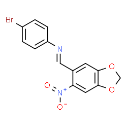 ChemSpider 2D Image | 4-Bromo-N-[(E)-(6-nitro-1,3-benzodioxol-5-yl)methylene]aniline | C14H9BrN2O4