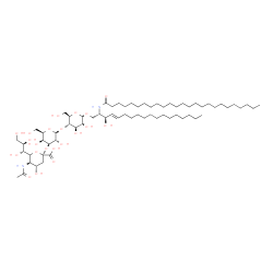 ChemSpider 2D Image | (2S,3R,4E)-3-Hydroxy-2-(pentacosanoylamino)-4-octadecen-1-yl 5-acetamido-3,5-dideoxy-6-[(1R,2R)-1,2,3-trihydroxypropyl]-beta-L-threo-hex-2-ulopyranonosyl-(2->3)-beta-D-galactopyranosyl-(1->4)-beta-D-g
lucopyranoside | C66H122N2O21