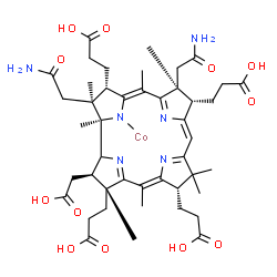ChemSpider 2D Image | [(1R,2S,3S,4Z,7S,8S,9Z,13S,14Z,17R,18R)-2,7-bis(2-amino-2-oxo-ethyl)-3,8,13,17-tetrakis(2-carboxyethyl)-18-(carboxymethyl)-1,2,5,7,12,12,15,17-octamethyl-8,13,18,19-tetrahydro-3H-corrin-21-yl]cobalt | C45H61CoN6O12