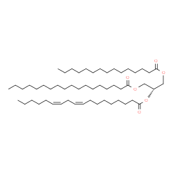 ChemSpider 2D Image | 1-(Pentadecanoyloxy)-3-(stearoyloxy)-2-propanyl (9Z,12Z)-9,12-octadecadienoate | C54H100O6