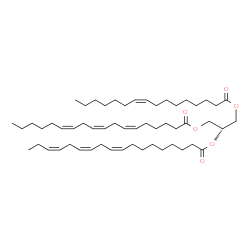 ChemSpider 2D Image | (2S)-3-[(9Z)-9-Hexadecenoyloxy]-2-[(9Z,12Z,15Z)-9,12,15-octadecatrienoyloxy]propyl (6Z,9Z,12Z)-6,9,12-octadecatrienoate | C55H92O6