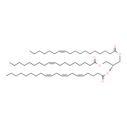 ChemSpider 2D Image | 1-[(11Z)-11-Octadecenoyloxy]-3-[(9Z)-9-octadecenoyloxy]-2-propanyl (5Z,8Z,11Z)-5,8,11-icosatrienoate | C59H104O6
