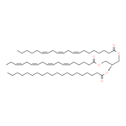 ChemSpider 2D Image | (2S)-2-(Icosanoyloxy)-3-[(6Z,9Z,12Z,15Z)-6,9,12,15-octadecatetraenoyloxy]propyl (8Z,11Z,14Z)-8,11,14-icosatrienoate | C61H104O6