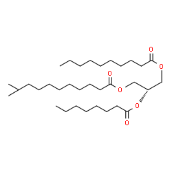 ChemSpider 2D Image | 3-(Decanoyloxy)-2-(octanoyloxy)propyl 10-methylundecanoate | C33H62O6