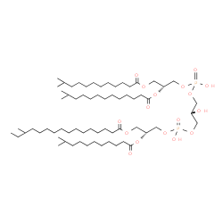 ChemSpider 2D Image | (2R,14R)-5,8,11-Trihydroxy-27-methyl-14-{[(11-methyldodecanoyl)oxy]methyl}-2-[(10-methylundecanoyl)oxy]-5,11-dioxido-16-oxo-4,6,10,12,15-pentaoxa-5lambda~5~,11lambda~5~-diphosphaoctacos-1-yl 14-methyl
hexadecanoate | C65H126O17P2