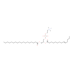 ChemSpider 2D Image | (2R)-3-(Stearoyloxy)-2-[(9E)-9-tetradecenoyloxy]propyl 2-(trimethylammonio)ethyl phosphate | C40H78NO8P