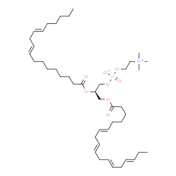 ChemSpider 2D Image | (2R)-2-[(9E,12E)-9,12-Octadecadienoyloxy]-3-[(6E,9E,12E,15E)-6,9,12,15-octadecatetraenoyloxy]propyl 2-(trimethylammonio)ethyl phosphate | C44H76NO8P