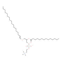 ChemSpider 2D Image | 3-[(1E)-1-Octadecen-1-yloxy]-2-(tetradecanoyloxy)propyl 2-(trimethylammonio)ethyl phosphate | C40H80NO7P