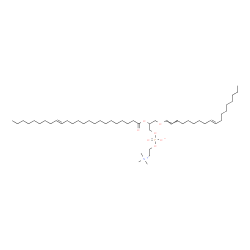 ChemSpider 2D Image | 3-[(1E,9E)-1,9-Octadecadien-1-yloxy]-2-[(15E)-15-tetracosenoyloxy]propyl 2-(trimethylammonio)ethyl phosphate | C50H96NO7P