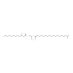 ChemSpider 2D Image | 1-Hydroxy-3-[(3-hydroxydodecanoyl)oxy]-2-propanyl 17-methyloctadecanoate | C34H66O6