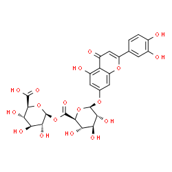 ChemSpider 2D Image | (2S,3S,4S,5R,6S)-6-({[(2S,3S,4S,5R,6S)-6-{[2-(3,4-Dihydroxyphenyl)-5-hydroxy-4-oxo-4H-chromen-7-yl]oxy}-3,4,5-trihydroxytetrahydro-2H-pyran-2-yl]carbonyl}oxy)-3,4,5-trihydroxytetrahydro-2H-pyran-2-car
boxylic acid (non-preferred name) | C27H26O18