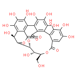 ChemSpider 2D Image | (1R,2R,24S,25S,29S)-7,8,9,12,13,14,17,18,19,25,29-Undecahydroxy-24-(hydroxymethyl)-3,23,26-trioxahexacyclo[13.10.3.1~2,6~.0~5,10~.0~11,28~.0~16,21~]nonacosa-5,7,9,11(28),12,14,16,18,20-nonaene-4,22,27
-trione | C27H20O18