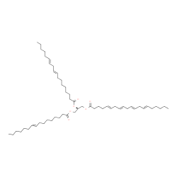 ChemSpider 2D Image | (2R)-3-[(9E)-9-Hexadecenoyloxy]-2-[(9E,12E)-9,12-octadecadienoyloxy]propyl (5E,8E,11E,14E)-5,8,11,14-icosatetraenoate | C57H96O6