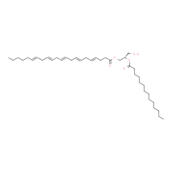 ChemSpider 2D Image | (2S)-3-Hydroxy-2-(tetradecanoyloxy)propyl (4E,7E,10E,13E,16E)-4,7,10,13,16-docosapentaenoate | C39H66O5