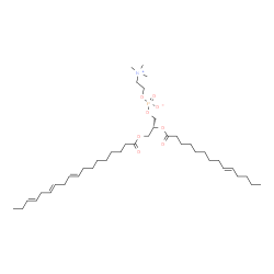 ChemSpider 2D Image | (2R)-3-[(9E,12E,15E)-9,12,15-Octadecatrienoyloxy]-2-[(9E)-9-tetradecenoyloxy]propyl 2-(trimethylammonio)ethyl phosphate | C40H72NO8P