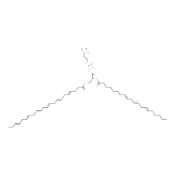 ChemSpider 2D Image | (2R)-3-[(4E,7E,10E,13E,16E,19E)-4,7,10,13,16,19-Docosahexaenoyloxy]-2-[(8E,11E,14E)-8,11,14-icosatrienoyloxy]propyl 2-(trimethylammonio)ethyl phosphate | C50H82NO8P