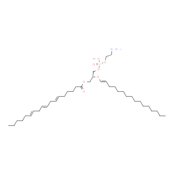 ChemSpider 2D Image | (2R)-3-{[(2-Aminoethoxy)(hydroxy)phosphoryl]oxy}-2-[(1E)-1-hexadecen-1-yloxy]propyl (6E,9E,12E)-6,9,12-octadecatrienoate | C39H72NO7P