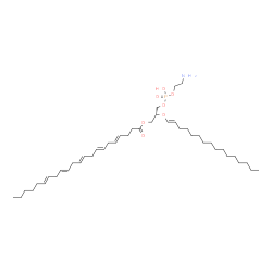 ChemSpider 2D Image | (2R)-3-{[(2-Aminoethoxy)(hydroxy)phosphoryl]oxy}-2-[(1E)-1-hexadecen-1-yloxy]propyl (4E,7E,10E,13E,16E)-4,7,10,13,16-docosapentaenoate | C43H76NO7P