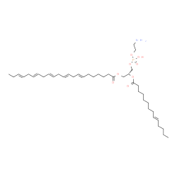 ChemSpider 2D Image | (2R)-3-{[(2-Aminoethoxy)(hydroxy)phosphoryl]oxy}-2-[(9E)-9-tetradecenoyloxy]propyl (7E,10E,13E,16E,19E)-7,10,13,16,19-docosapentaenoate | C41H70NO8P