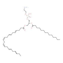 ChemSpider 2D Image | (2R)-3-{[(2-Aminoethoxy)(hydroxy)phosphoryl]oxy}-2-(tetradecanoyloxy)propyl (4E,7E,10Z,13Z,16E,19E)-4,7,10,13,16,19-docosahexaenoate | C41H70NO8P