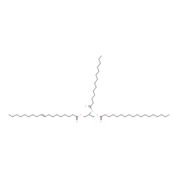 ChemSpider 2D Image | 3-(Stearoyloxy)-2-(tetradecanoyloxy)propyl (9E)-9-octadecenoate | C53H100O6