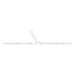ChemSpider 2D Image | 2-[(8E,11E,14E)-8,11,14-Icosatrienoyloxy]-3-[(1E,9E)-1,9-octadecadien-1-yloxy]propyl 2-(trimethylammonio)ethyl phosphate | C46H84NO7P