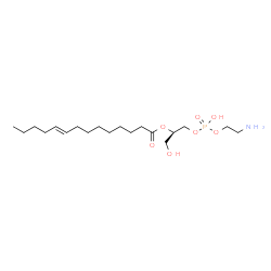 ChemSpider 2D Image | (2R)-1-{[(2-Aminoethoxy)(hydroxy)phosphoryl]oxy}-3-hydroxy-2-propanyl (9E)-9-tetradecenoate | C19H38NO7P