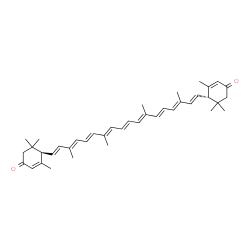 ChemSpider 2D Image | (6R,6'S)-4,4'-Didehydro-6,6'-dihydro-beta,beta-carotene-3,3'-dione | C40H52O2