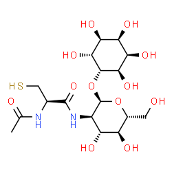 ChemSpider 2D Image | (1R,2R,3R,4R,5S,6R)-2,3,4,5,6-Pentahydroxycyclohexyl 2-[(N-acetyl-L-cysteinyl)amino]-2-deoxy-alpha-D-glucopyranoside | C17H30N2O12S