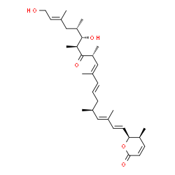 ChemSpider 2D Image | (5S,6S)-6-[(1E,3E,5S,7E,9E,11R,13S,14S,15S,17E)-14,19-Dihydroxy-3,5,9,11,13,15,17-heptamethyl-12-oxo-1,3,7,9,17-nonadecapentaen-1-yl]-5-methyl-5,6-dihydro-2H-pyran-2-one | C32H48O5