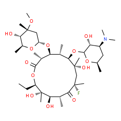 ChemSpider 2D Image | (3R,4S,5S,6R,7R,9S,11R,12R,13S,14R)-6-{[(3R,4S,6R)-4-(Dimethylamino)-3-hydroxy-6-methyltetrahydro-2H-pyran-2-yl]oxy}-14-ethyl-9-fluoro-7,12,13-trihydroxy-4-{[(2R,4R,5S,6S)-5-hydroxy-4-methoxy-4,6-dime
thyltetrahydro-2H-pyran-2-yl]oxy}-3,5,7,9,11,13-hexamethyloxacyclotetradecane-2,10-dione (non-preferred name) | C37H66FNO13