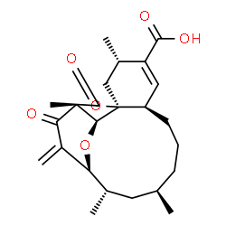 ChemSpider 2D Image | (1S,3S,6R,10R,12S,13S,16R,19S)-3,10,12,16-Tetramethyl-14-methylene-15,17-dioxo-18,20-dioxatetracyclo[11.5.2.0~1,6~.0~16,19~]icos-4-ene-4-carboxylic acid | C24H32O6