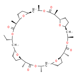 ChemSpider 2D Image | (1S,2S,5S,7R,10R,11R,14S,16R,19R,20R,23R,25S,28S,29S,32R,34S)-5-Ethyl-2,11,14,20,23,29,32-heptamethyl-4,13,22,31,37,38,39,40-octaoxapentacyclo[32.2.1.1~7,10~.1~16,19~.1~25,28~]tetracontane-3,12,21,30-
tetrone | C41H66O12