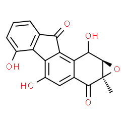ChemSpider 2D Image | (1aR,10aR)-4,5,10-Trihydroxy-1a-methyl-10,10a-dihydro-1aH-indeno[1',2':7,8]naphtho[2,3-b]oxirene-2,9-dione | C18H12O6
