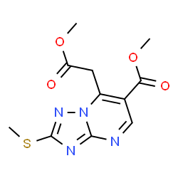 ChemSpider 2D Image | Methyl 7-(2-methoxy-2-oxoethyl)-2-(methylsulfanyl)[1,2,4]triazolo[1,5-a]pyrimidine-6-carboxylate | C11H12N4O4S