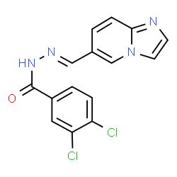 ChemSpider 2D Image | 3,4-Dichloro-N'-[(E)-imidazo[1,2-a]pyridin-6-ylmethylene]benzohydrazide | C15H10Cl2N4O