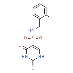 ChemSpider 2D Image | N-(2-Chlorobenzyl)-2,4-dioxo-1,2,3,4-tetrahydro-5-pyrimidinesulfonamide | C11H10ClN3O4S