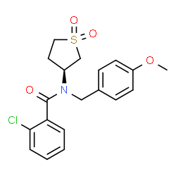 ChemSpider 2D Image | 2-Chloro-N-[(3S)-1,1-dioxidotetrahydro-3-thiophenyl]-N-(4-methoxybenzyl)benzamide | C19H20ClNO4S