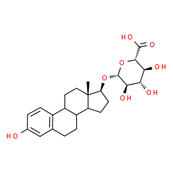 ChemSpider 2D Image | (8xi,9xi,14xi,17beta)-3-Hydroxyestra-1,3,5(10)-trien-17-yl beta-D-glucopyranosiduronic acid | C24H32O8