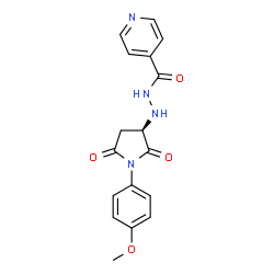 ChemSpider 2D Image | N'-[(3R)-1-(4-Methoxyphenyl)-2,5-dioxo-3-pyrrolidinyl]isonicotinohydrazide | C17H16N4O4