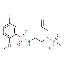 ChemSpider 2D Image | N-{2-[Allyl(methylsulfonyl)amino]ethyl}-5-chloro-2-methoxybenzenesulfonamide | C13H19ClN2O5S2