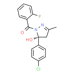 ChemSpider 2D Image | [(5R)-5-(4-Chlorophenyl)-5-hydroxy-3-methyl-4,5-dihydro-1H-pyrazol-1-yl](2-fluorophenyl)methanone | C17H14ClFN2O2