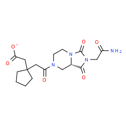ChemSpider 2D Image | (1-{2-[(8aS)-2-(2-Amino-2-oxoethyl)-1,3-dioxohexahydroimidazo[1,5-a]pyrazin-7(1H)-yl]-2-oxoethyl}cyclopentyl)acetate | C17H23N4O6