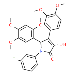 ChemSpider 2D Image | 4-(3,4-Dimethoxyphenyl)-1-(3-fluorophenyl)-3-hydroxy-5-(2,4,5-trimethoxyphenyl)-1,5-dihydro-2H-pyrrol-2-one | C27H26FNO7
