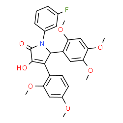 ChemSpider 2D Image | 4-(2,4-Dimethoxyphenyl)-1-(3-fluorophenyl)-3-hydroxy-5-(2,4,5-trimethoxyphenyl)-1,5-dihydro-2H-pyrrol-2-one | C27H26FNO7