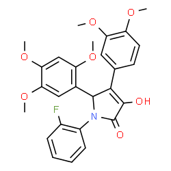 ChemSpider 2D Image | 4-(3,4-Dimethoxyphenyl)-1-(2-fluorophenyl)-3-hydroxy-5-(2,4,5-trimethoxyphenyl)-1,5-dihydro-2H-pyrrol-2-one | C27H26FNO7