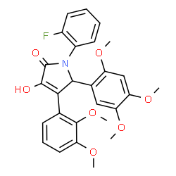 ChemSpider 2D Image | 4-(2,3-Dimethoxyphenyl)-1-(2-fluorophenyl)-3-hydroxy-5-(2,4,5-trimethoxyphenyl)-1,5-dihydro-2H-pyrrol-2-one | C27H26FNO7