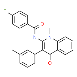 ChemSpider 2D Image | 4-Fluoro-N-[1-methyl-3-(3-methylphenyl)-4-oxo-1,4-dihydro-2-quinolinyl]benzamide | C24H19FN2O2